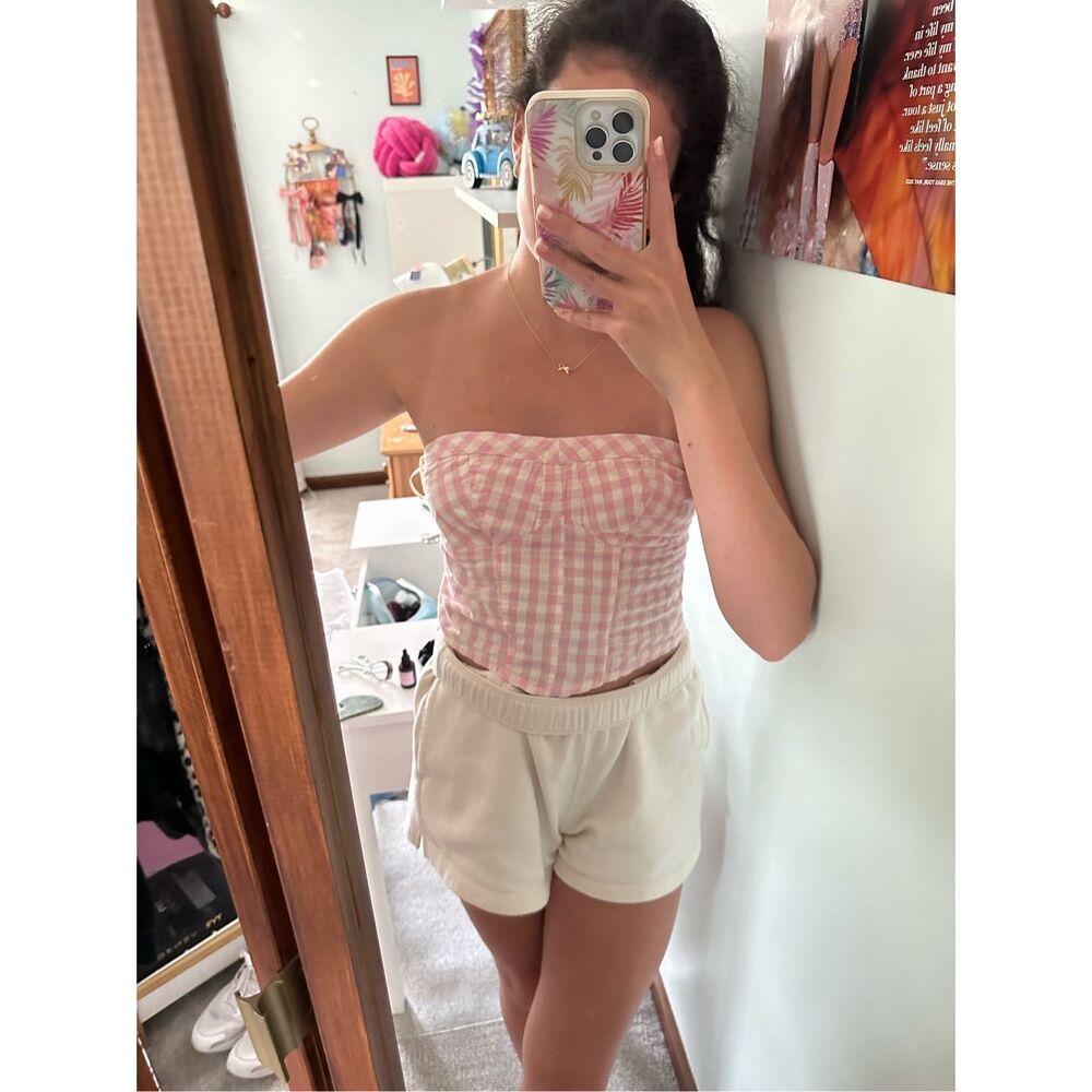 NEW Free People Leilani Tube Top in Pink Gingham